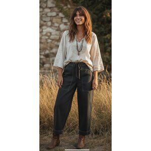 NWT Womens Handmade Hemp Organic Cotton Utility Pants Size 2 Artisan Wide Leg